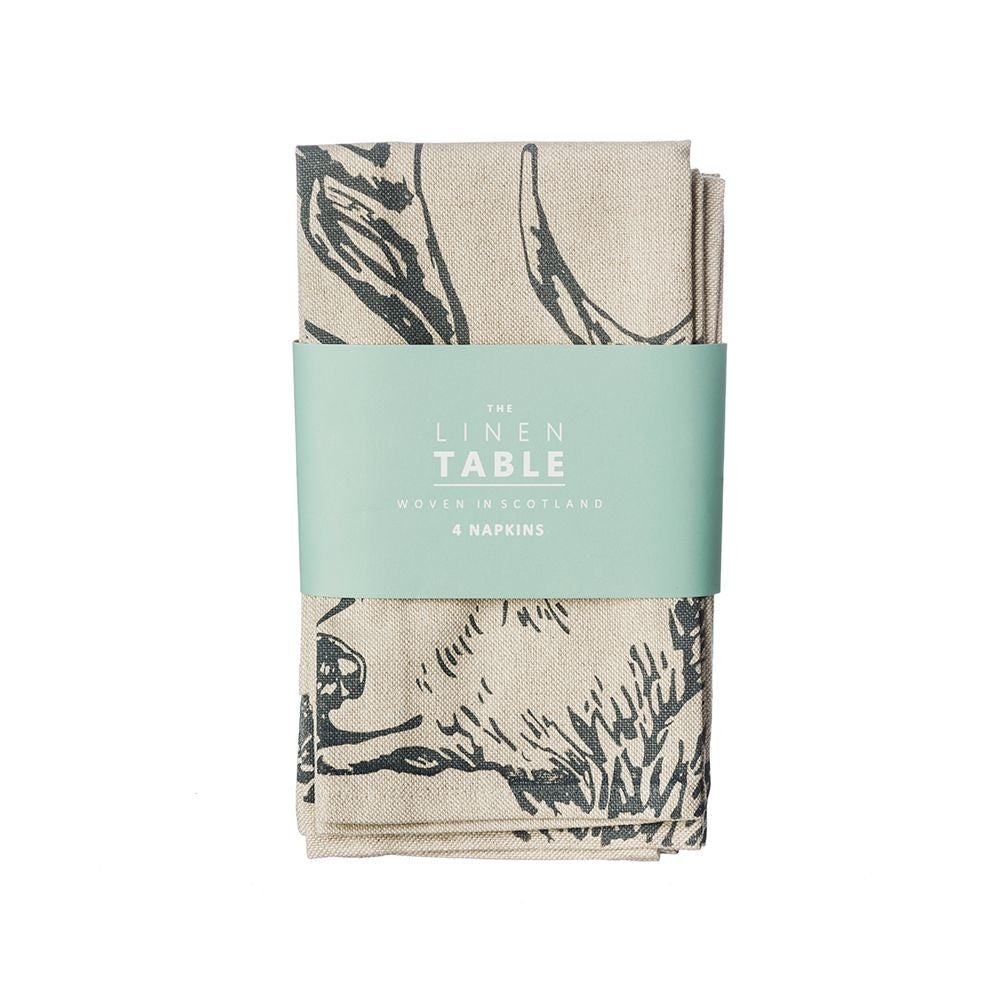 Linen Cotton Napkins- Beautiful Etched Drawings Produced In Scotland