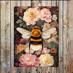 Floral Garden Bumblebee Bee Metal Sign