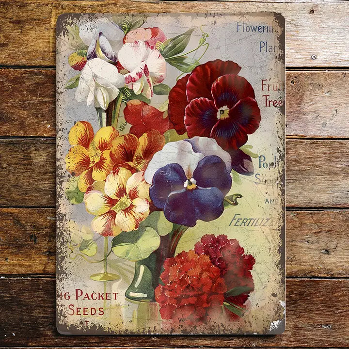 Pansy Vintage Seed Packet Botanical- Metal Wall Sign