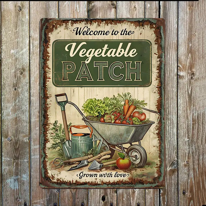 Welcome Vegetable Patch Father's Day Metal Sign