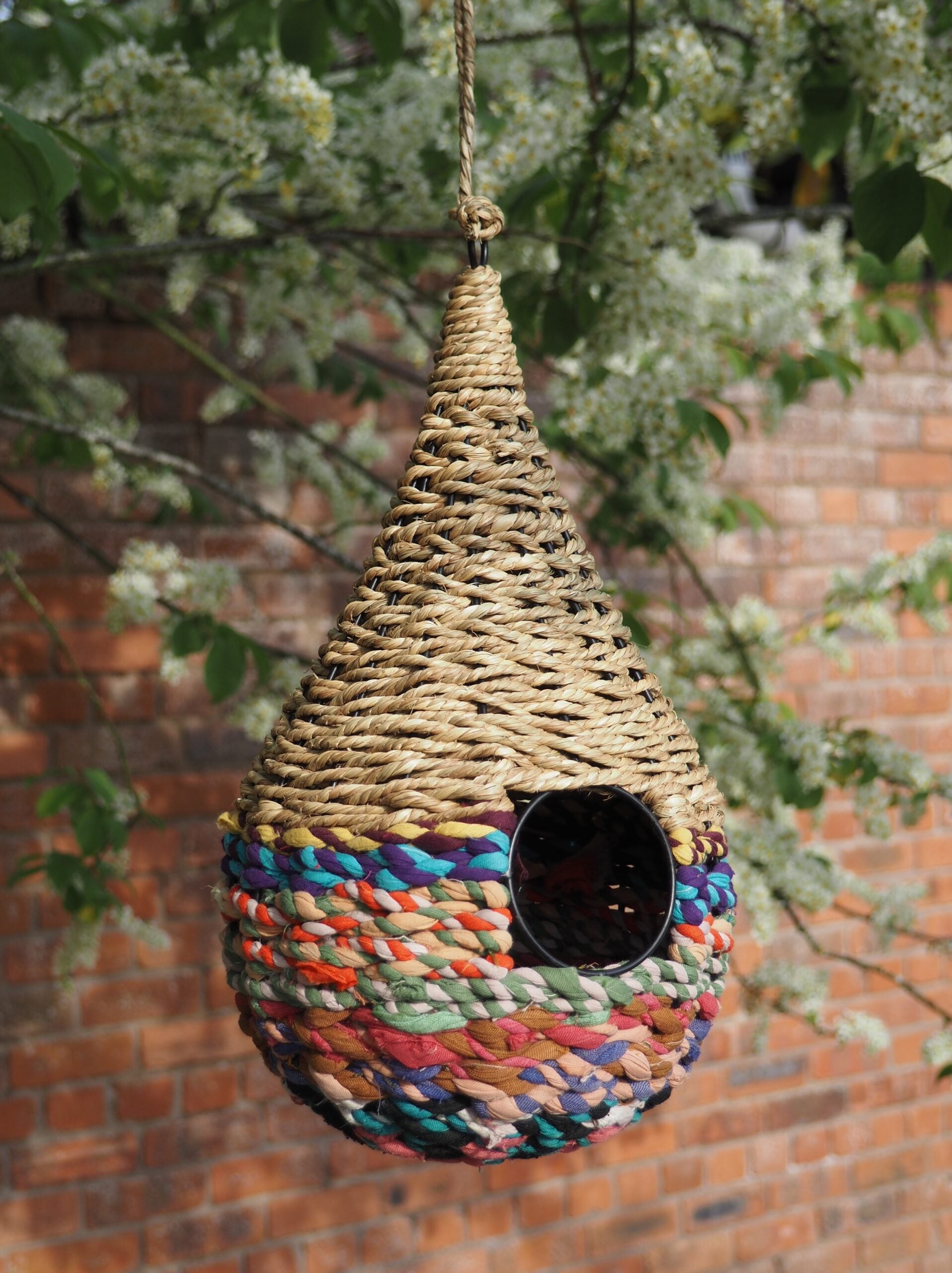 Munja And Reclaimed Sari Fabric Bird Nester Bird House