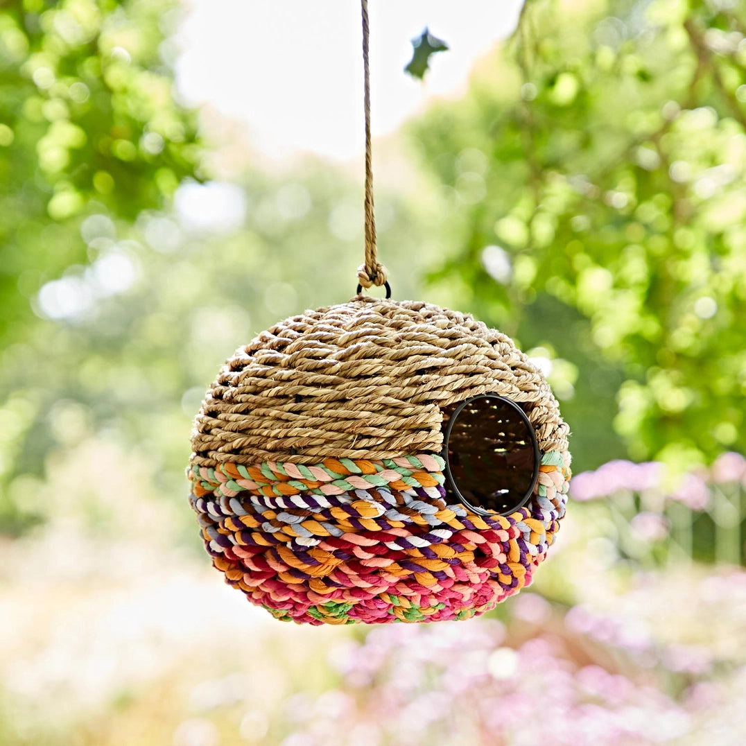 Munja And Reclaimed Sari Fabric Bird Nester Bird House