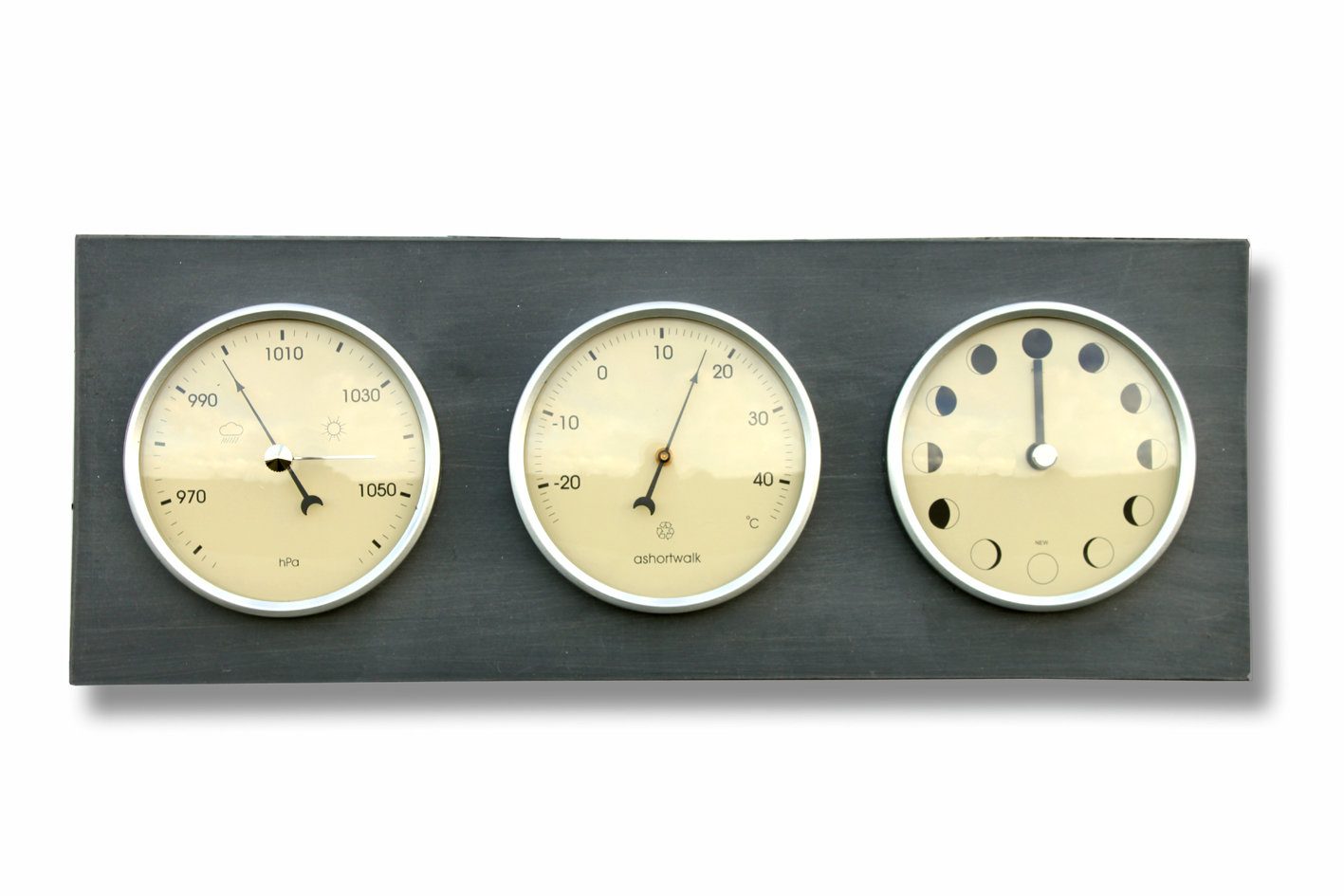 Moon ,Thermometer & Barometer clock made in the UK