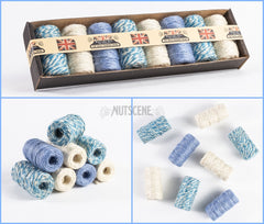 8 Pack Of Twirly Jute Twines Blue/white