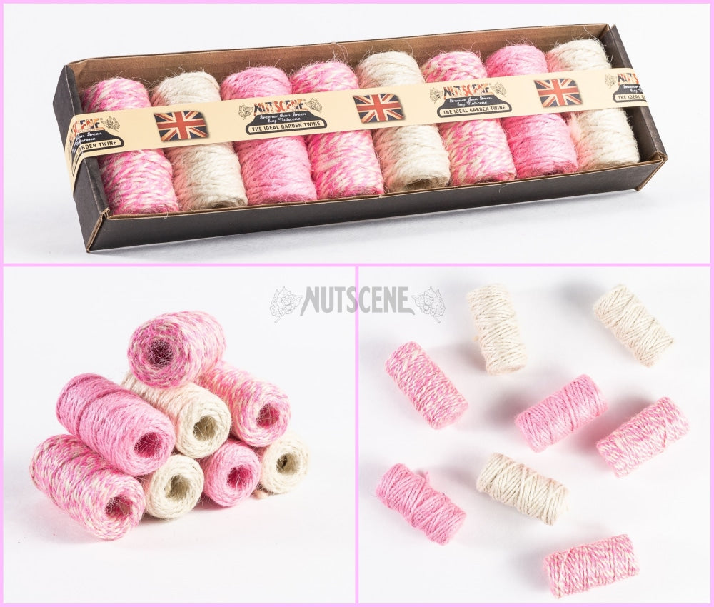 8 Pack Of Twirly Jute Twines Pink/white