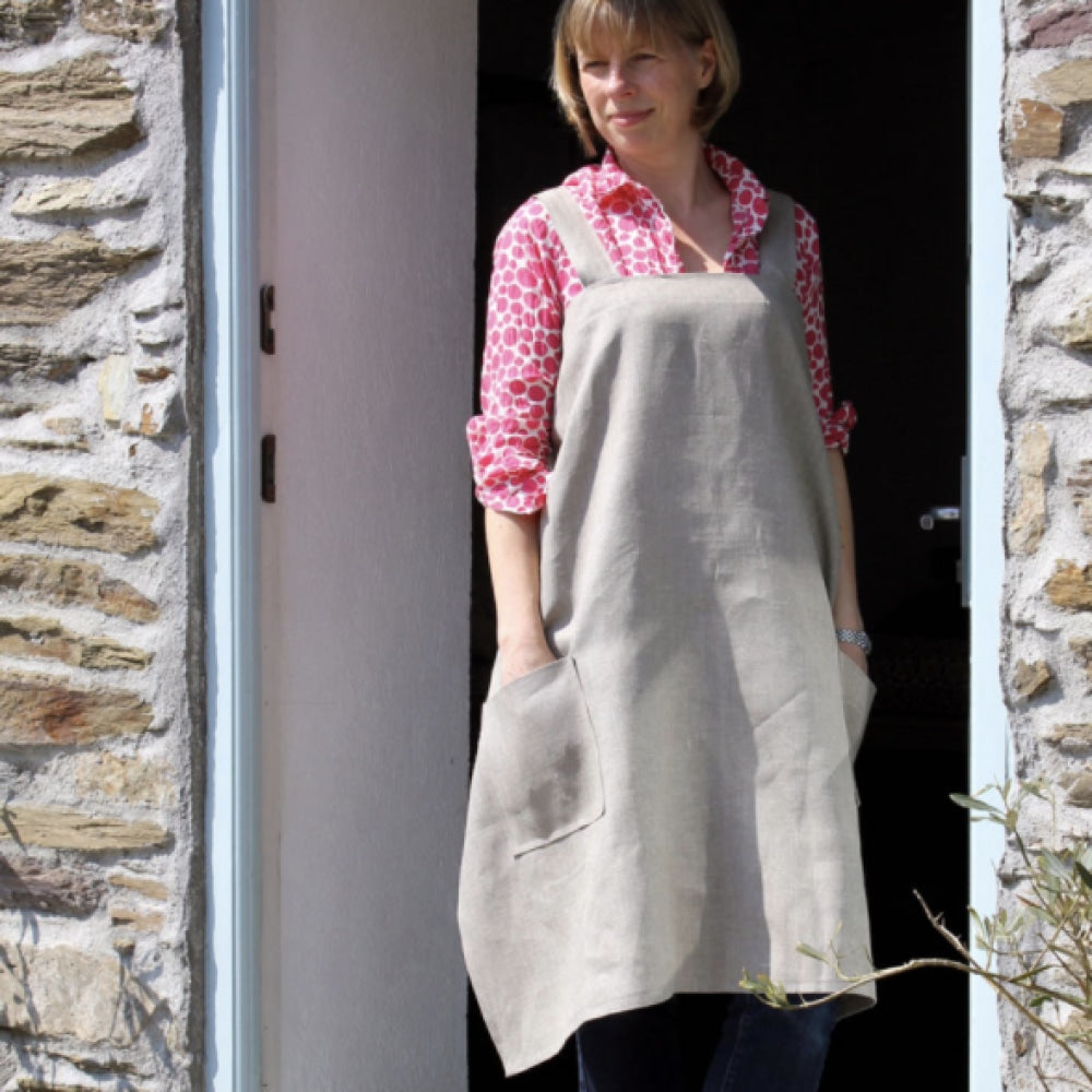 Hand Printed Linen Apron- Made In Cornwall 100%