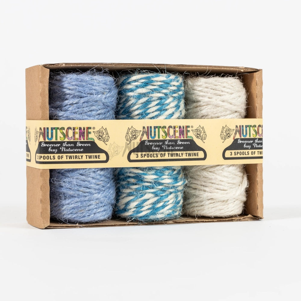 Jute Twine Mini Spools In Fun Colour Sets 3 Pack Of Twirly Twines Blue/white