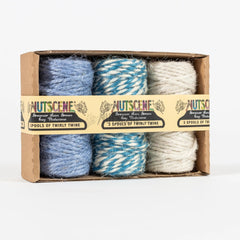 Jute Twine Mini Spools In Fun Colour Sets 3 Pack Of Twirly Twines Blue/white