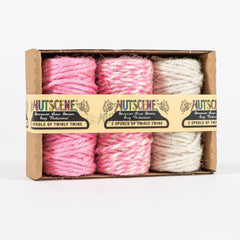 Jute Twine Mini Spools In Fun Colour Sets 3 Pack Of Twirly Twines Pink/white