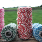 Jute Twirly Twine On A Spool ; 100 Metres Of Jute Combination Colour Pink & White