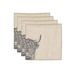 Linen Cotton Napkins- Beautiful Etched Drawings Produced In Scotland