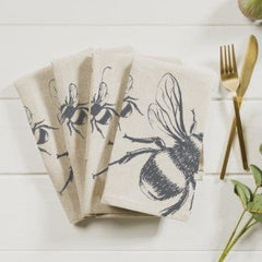 Linen Cotton Napkins- Beautiful Etched Drawings Produced In Scotland Bee