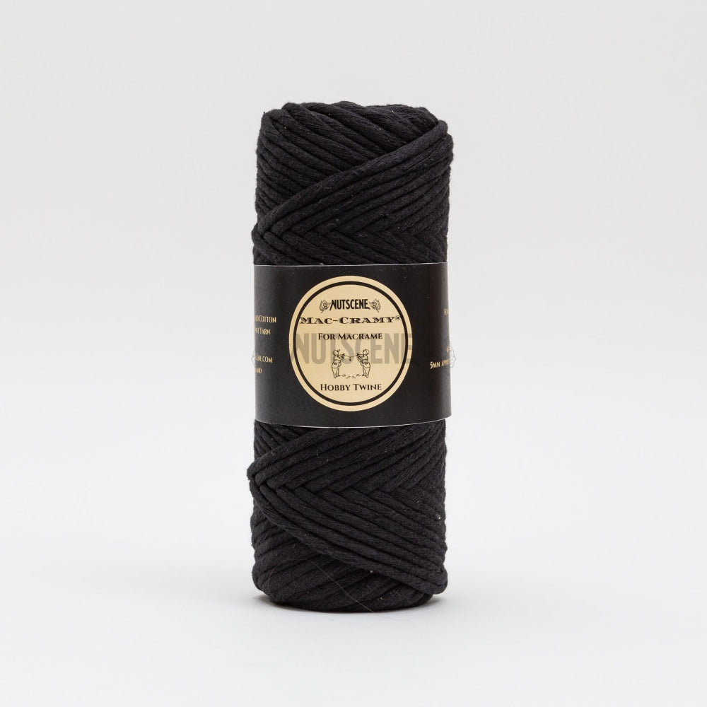 Macrame Yarn Single Twisted 100% Recycled Cotton- 5Mm Black