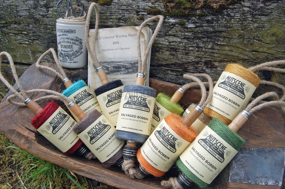 Nutscene® Jute Twine Spool On Hanging Recycled Lancashire Mill Bobbin