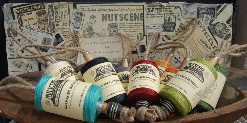 Nutscene® Jute Twine Spool On Hanging Recycled Lancashire Mill Bobbin