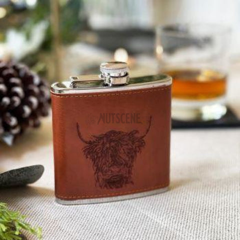 Scottish Leather Hip Flask- Boxed gift £19.99