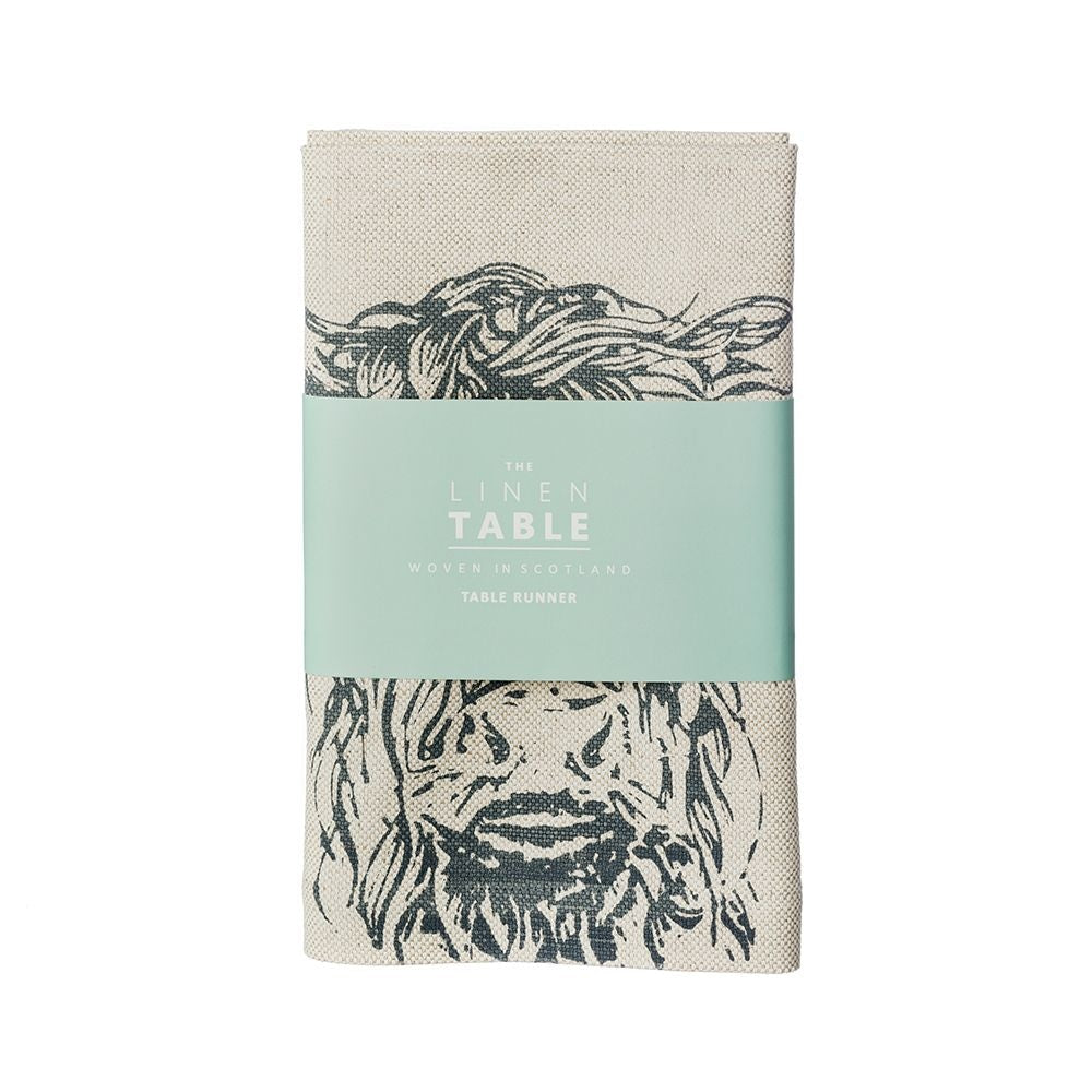 Scottish Linen Table Runners With Highland Cow Or Stag