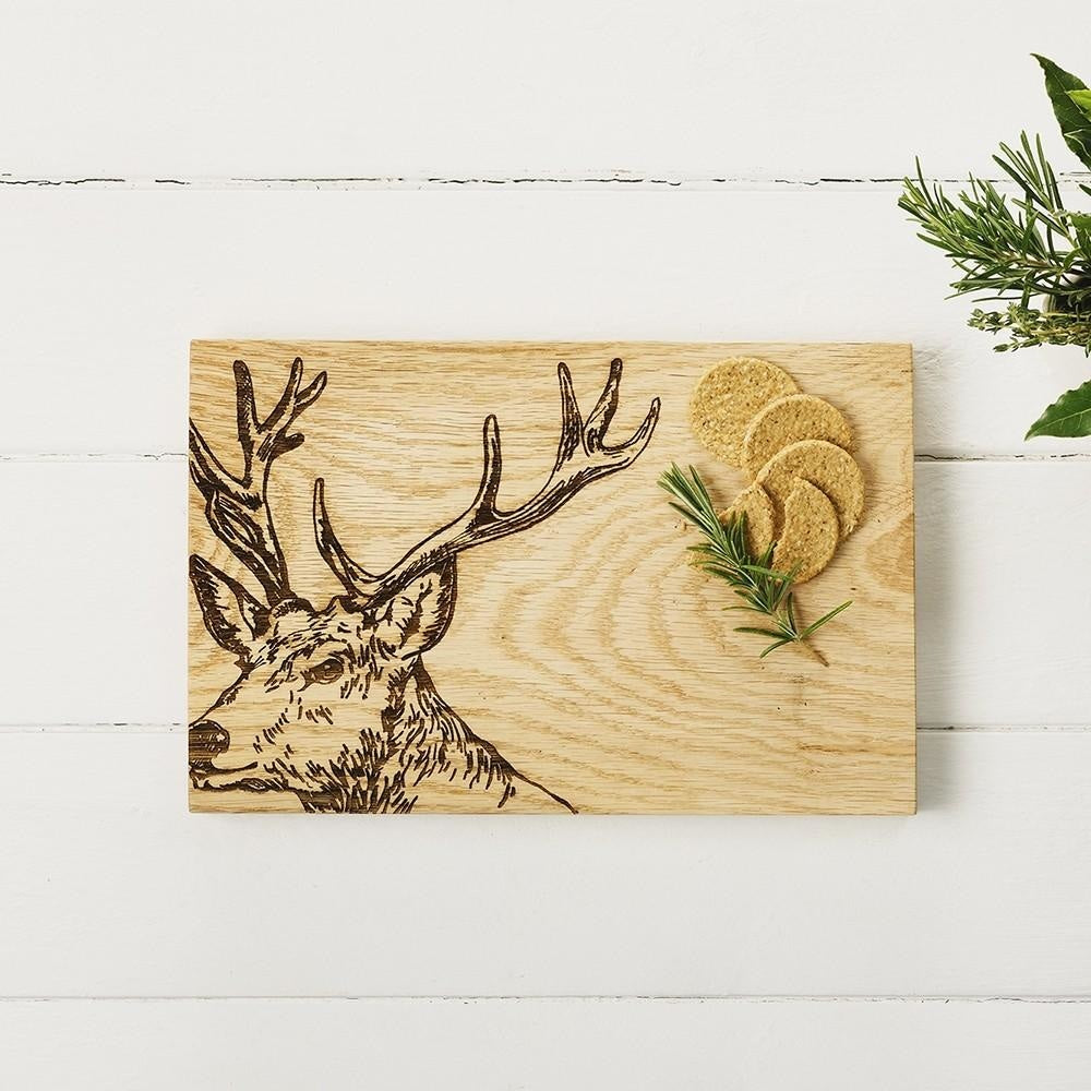 Scottish Oak Serving Boards With Etched Stags Highland Cows Or Bees