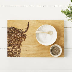 Scottish Oak Serving Boards With Etched Stags Highland Cows Or Bees