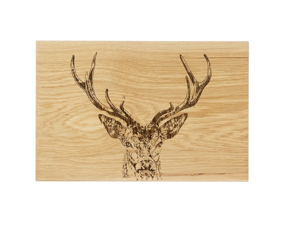 Scottish Oak Serving Boards With Etched Stags Highland Cows Or Bees Stag Prince