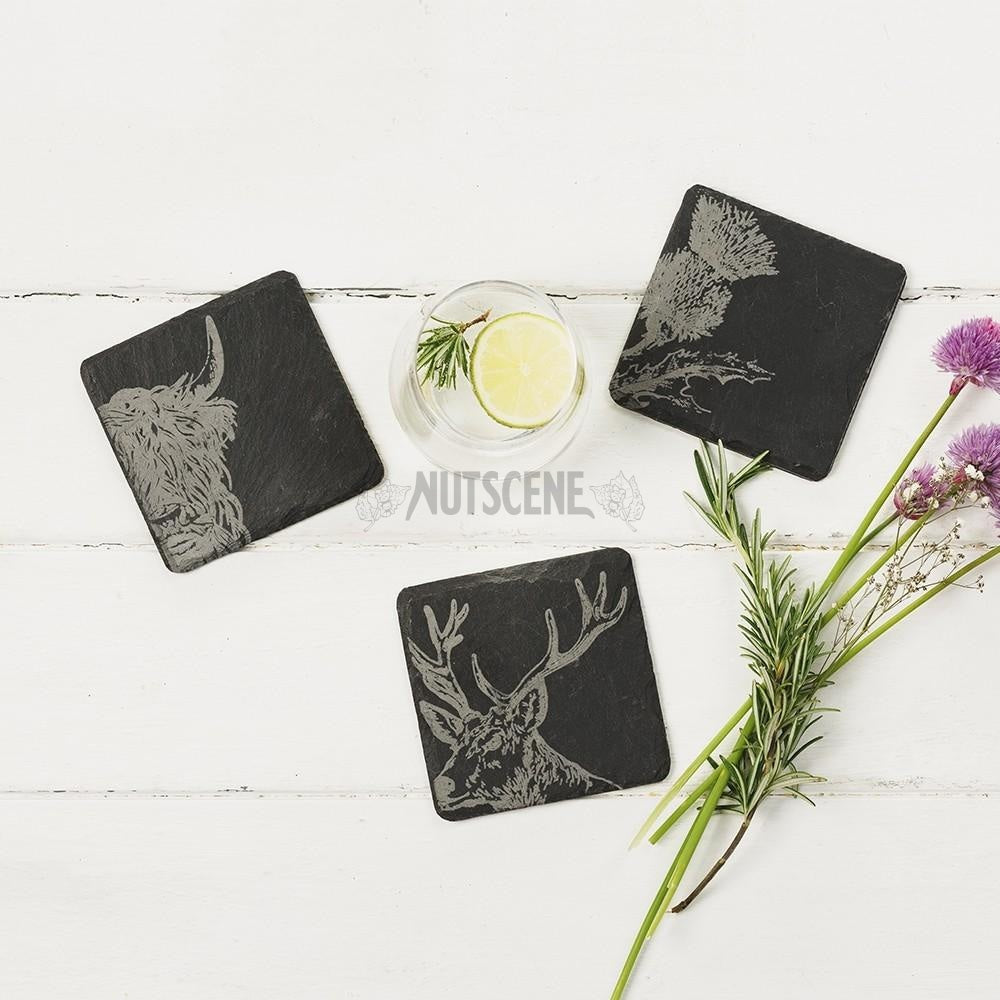 Scottish Slate Coaster with Scottish Theme Table ware