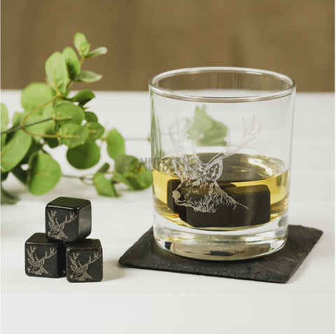 Set of 6 Stag Engraved Whisky Stones